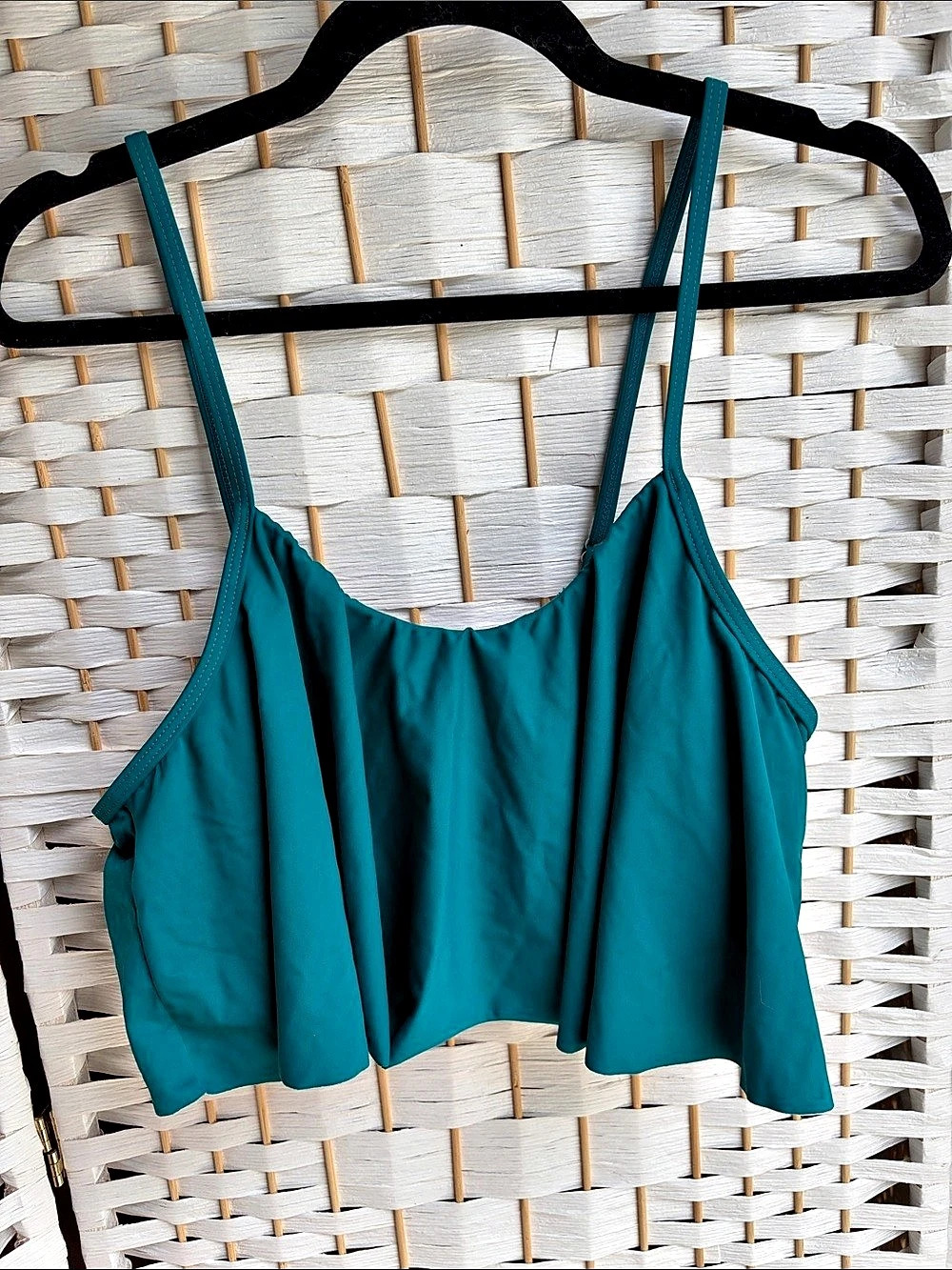 Teal Blue Ruffle Bikini Top